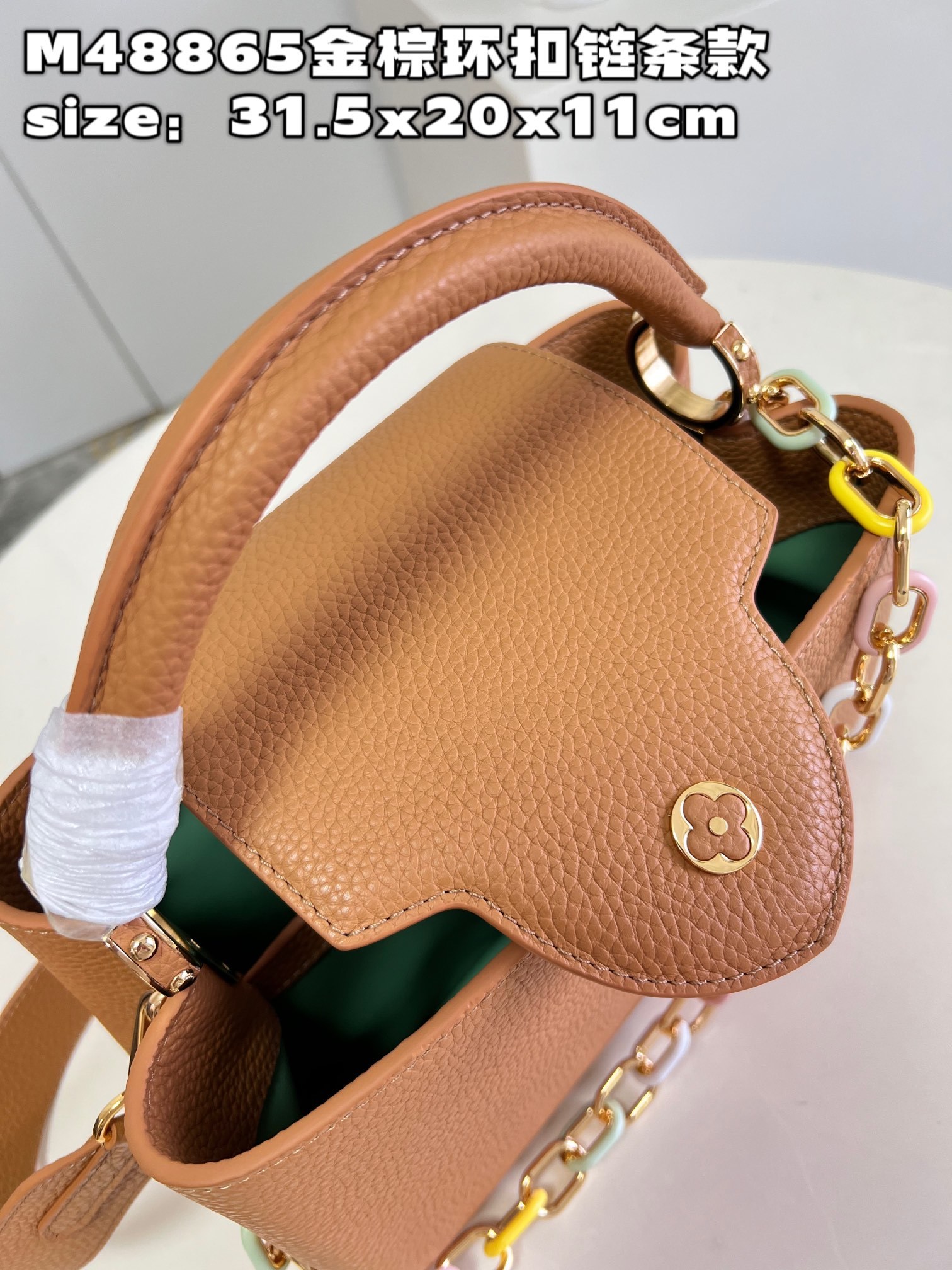 顶级原单M48865金棕环扣链条款中号M21652本款Capucines中号手袋取材Taurillon皮