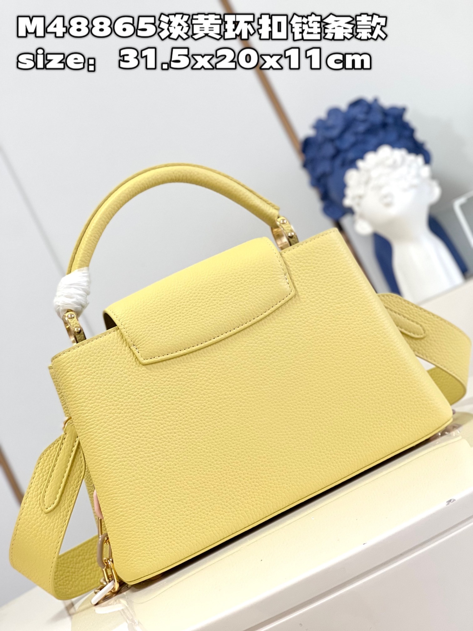 顶级原单M48865淡黄环扣链条款中号M21652本款Capucines中号手袋取材Taurillon皮