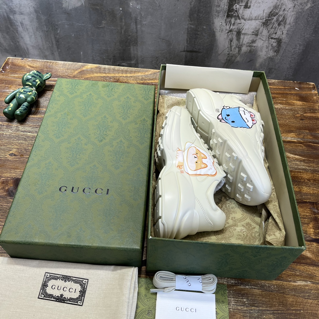 Gucci 2022新配色 莞产 代购渠道版本 Gucci Rhyton Vintage Trainer Sneaker