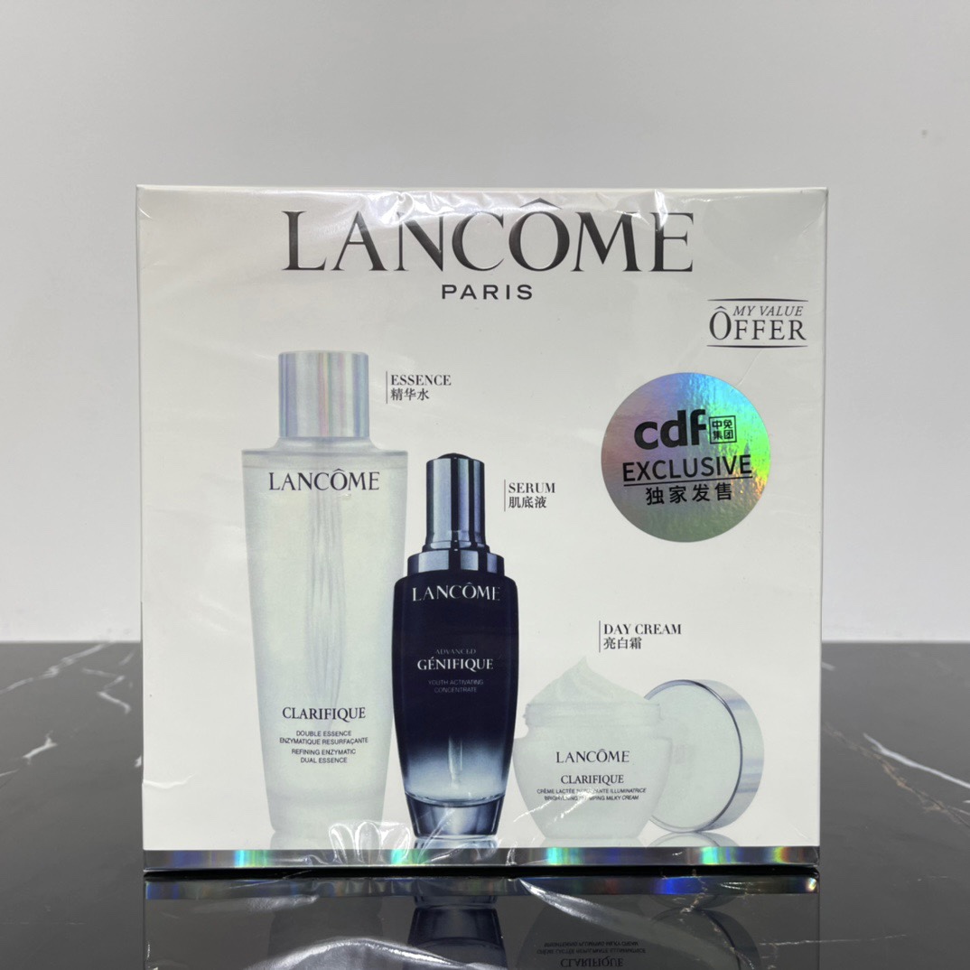 Set de 3 piezas Lancôme极光 con crema facial! Incluye: agua esencial 150ml, esencia小黑瓶肌底液 100ml, crema facial 50ml.