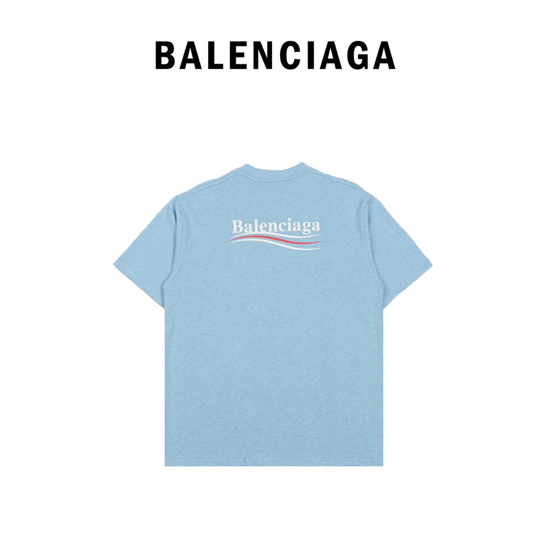 :160 Balenciaga/巴黎世家 雾霾蓝可乐纹印花短袖