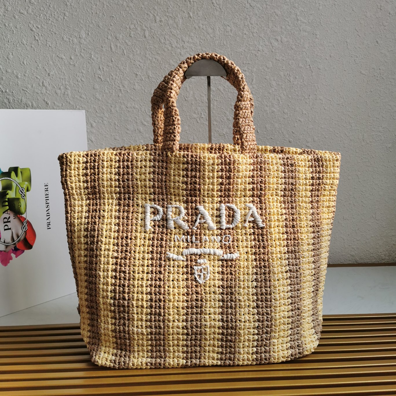 Prada 新品首发 2022夏季最新款1BG392酒椰纤维托特包