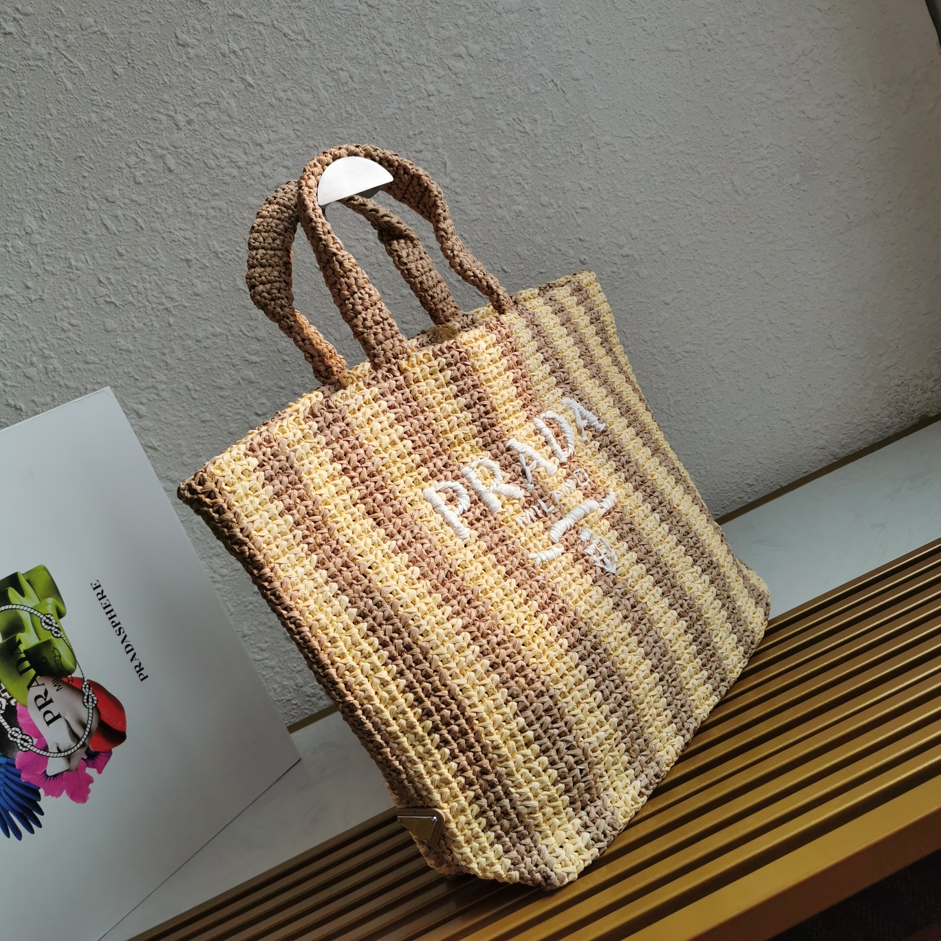 Prada 新品首发 2022夏季最新款1BG392酒椰纤维托特包