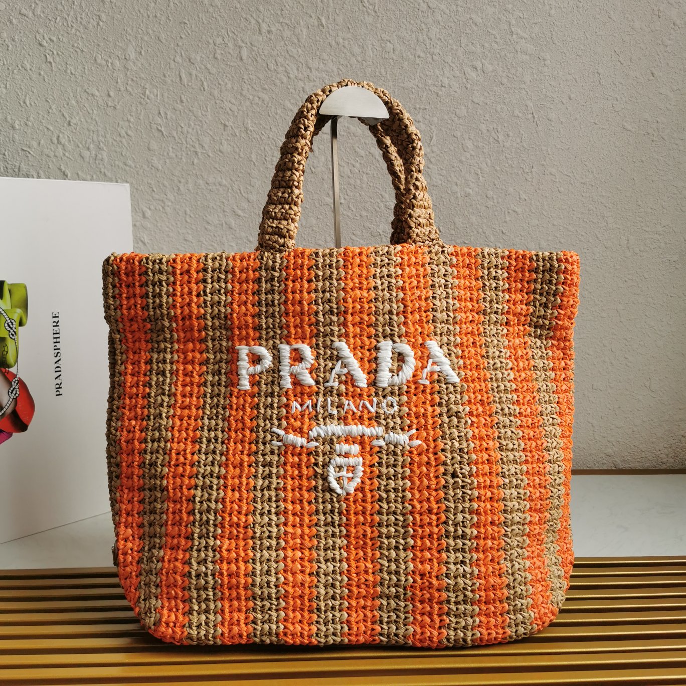 Prada 新品首发 2022夏季最新款1BG392酒椰纤维托特包