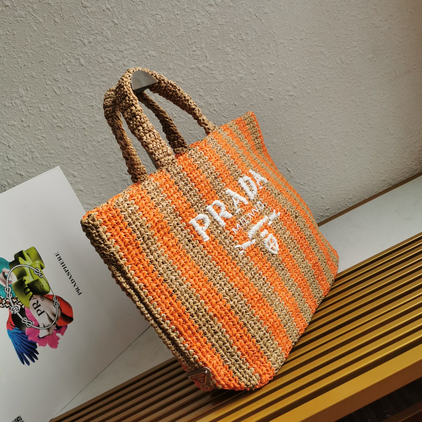 Prada 新品首发 2022夏季最新款1BG392酒椰纤维托特包