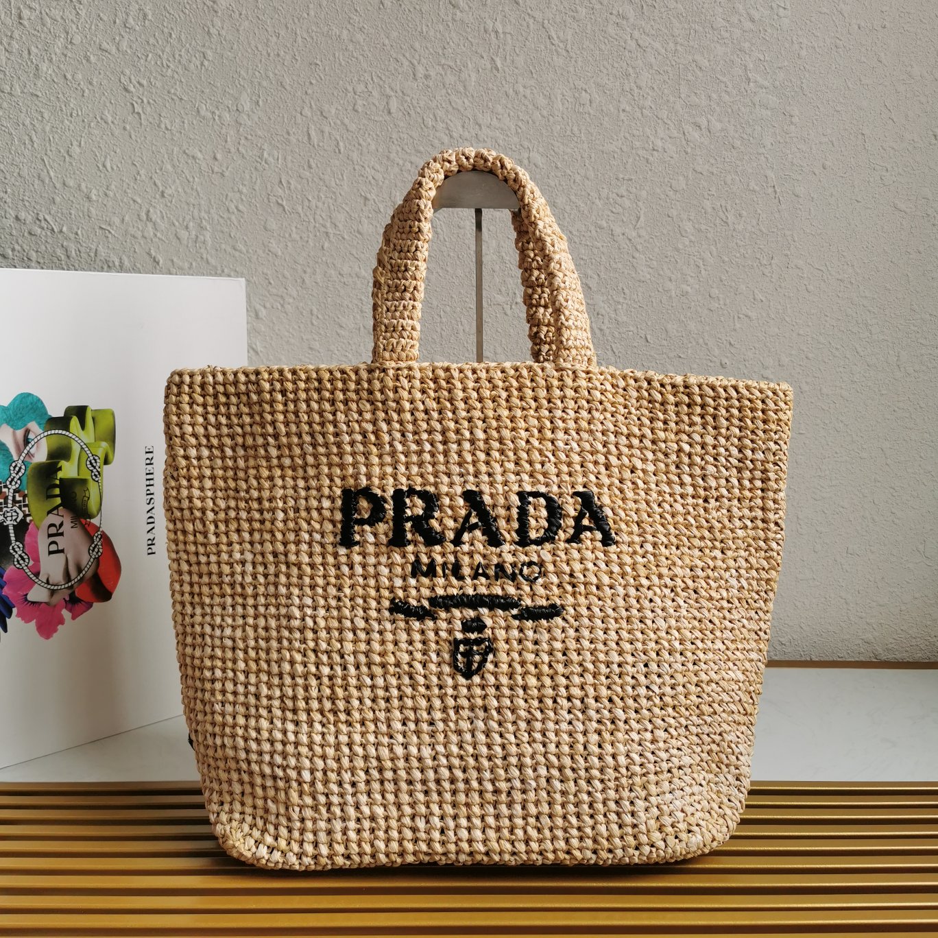 Prada 新品首发 2022夏季最新款1BG392酒椰纤维托特包