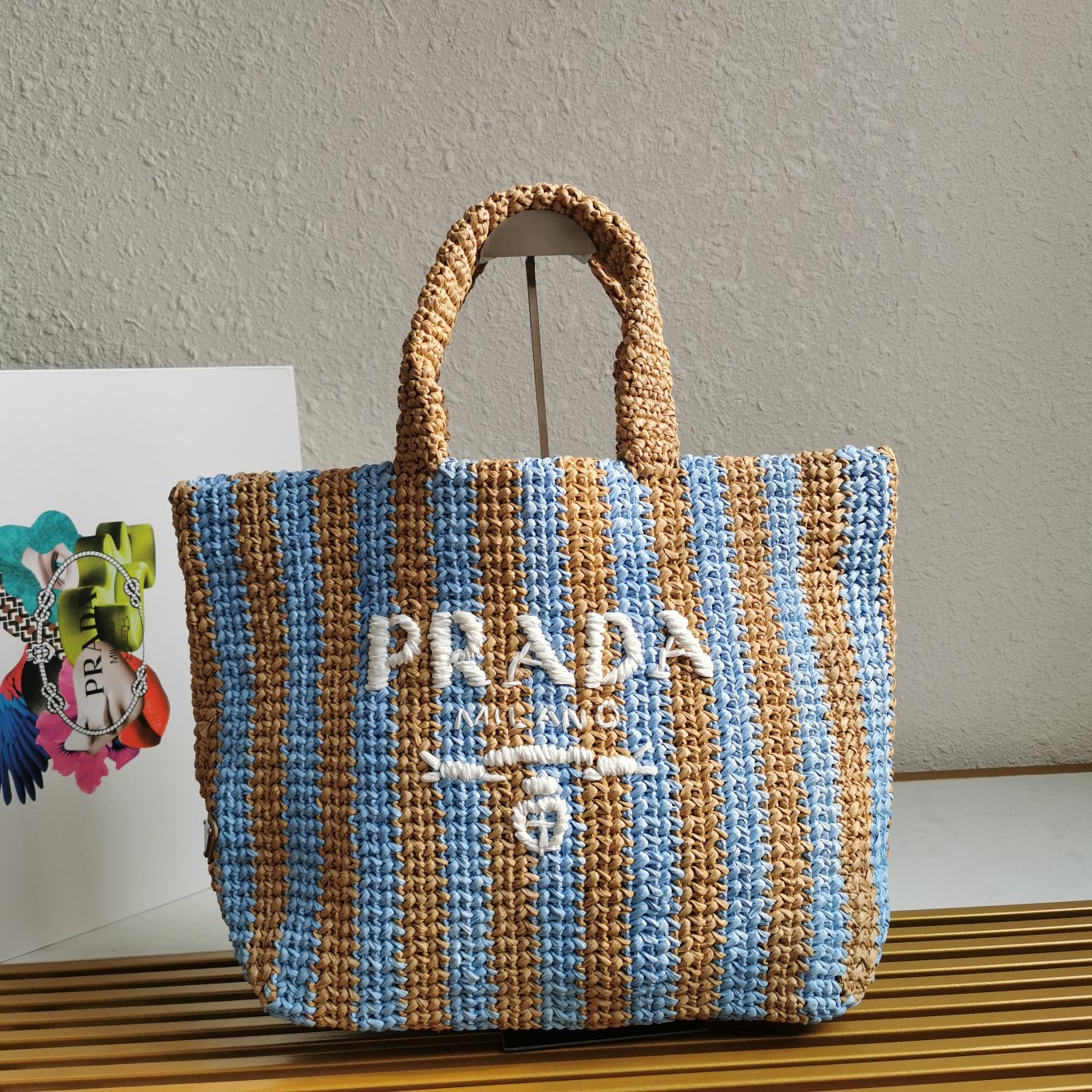 Prada 新品首发 2022夏季最新款1BG392酒椰纤维托特包