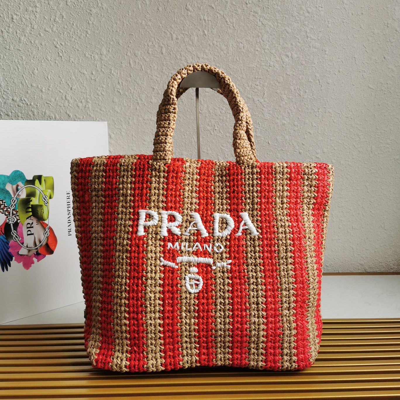 Prada 新品首发 2022夏季最新款1BG392酒椰纤维托特包