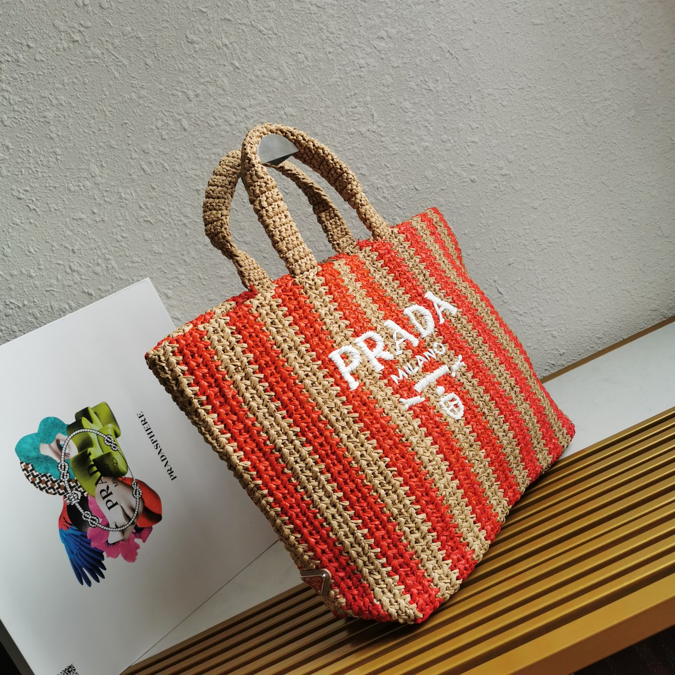 Prada 新品首发 2022夏季最新款1BG392酒椰纤维托特包