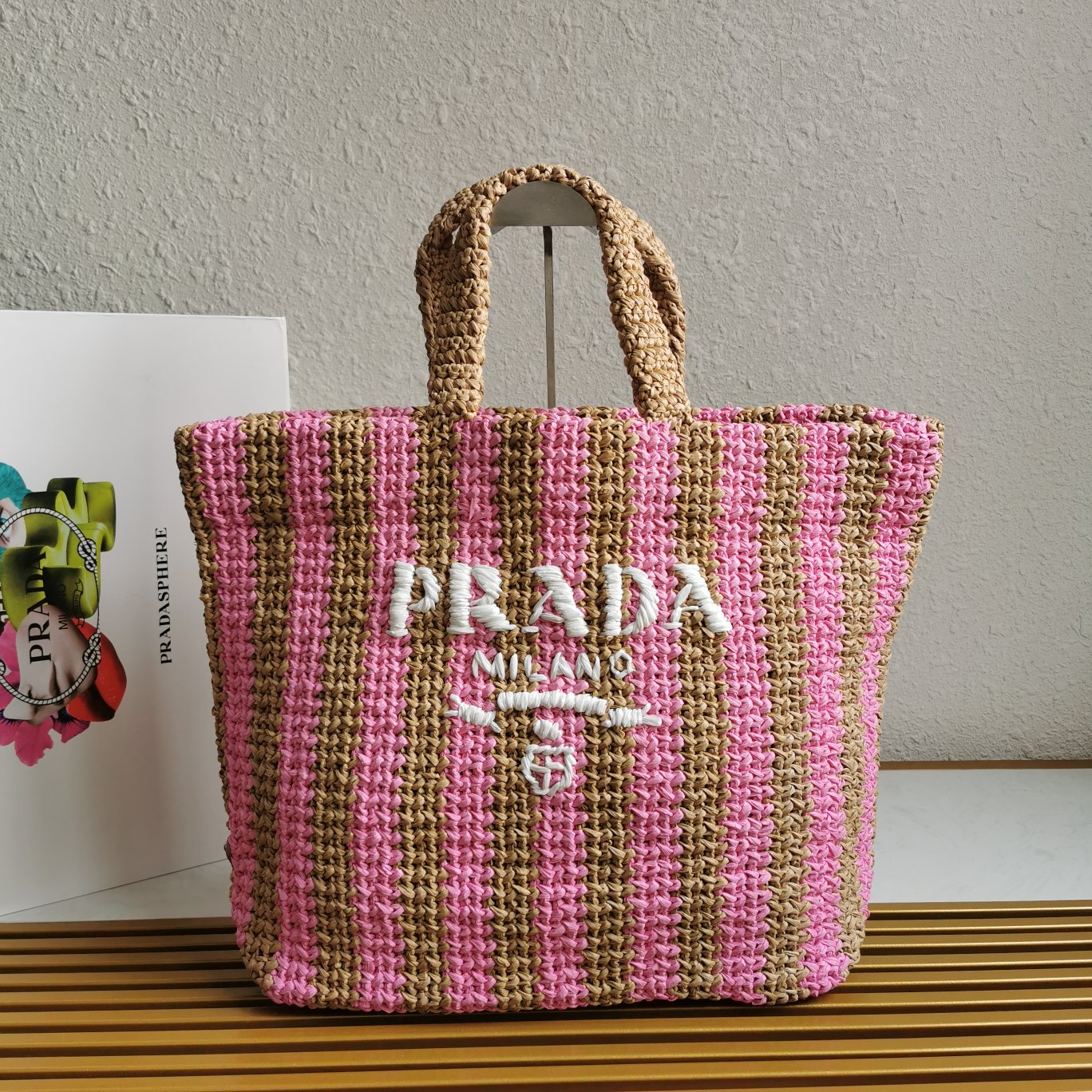 Prada 新品首发 2022夏季最新款1BG392酒椰纤维托特包