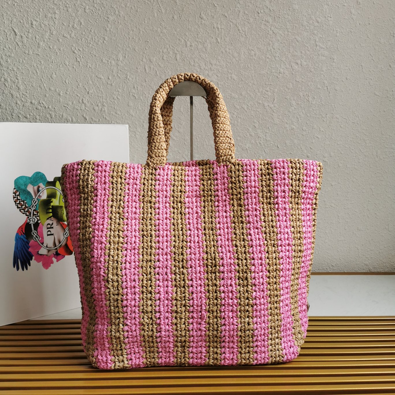 Prada 新品首发 2022夏季最新款1BG392酒椰纤维托特包