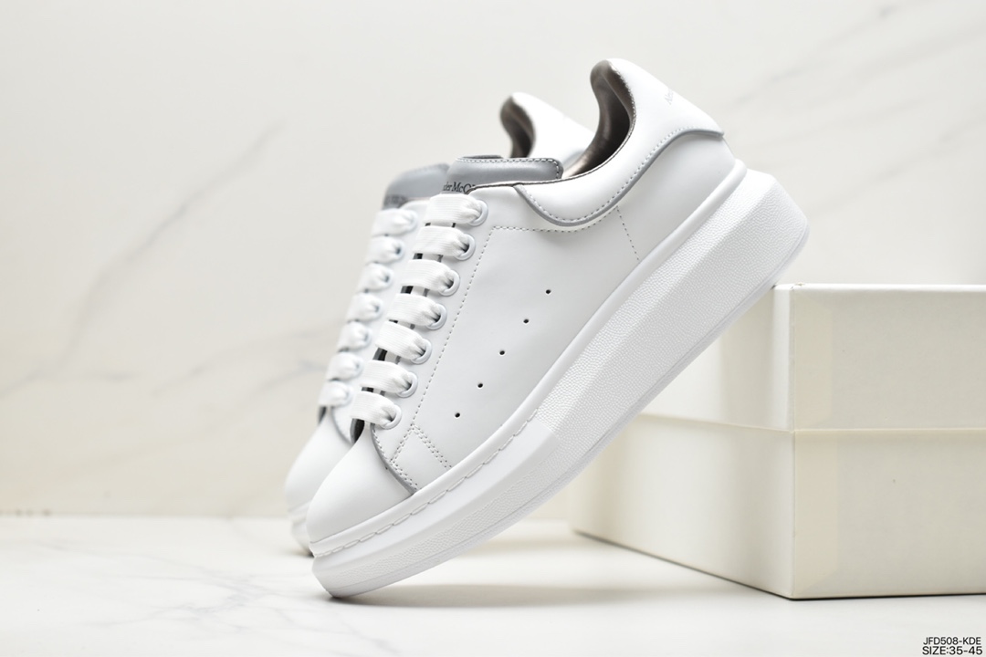 Sole Leather Sneakers Low Fashion Thick Bottom Casual Sports White Shoes