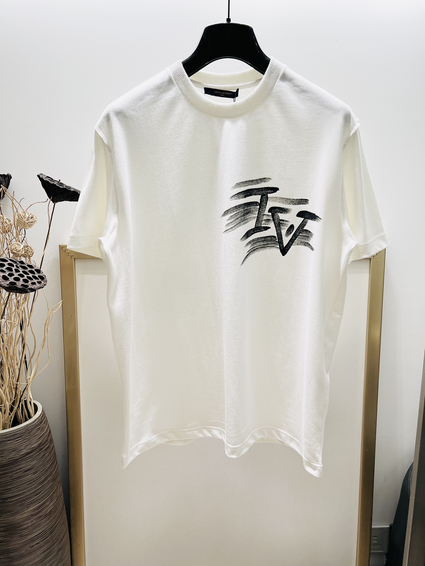 We Curate The Best
 Louis Vuitton Clothing T-Shirt Black Doodle White Printing Unisex Cotton