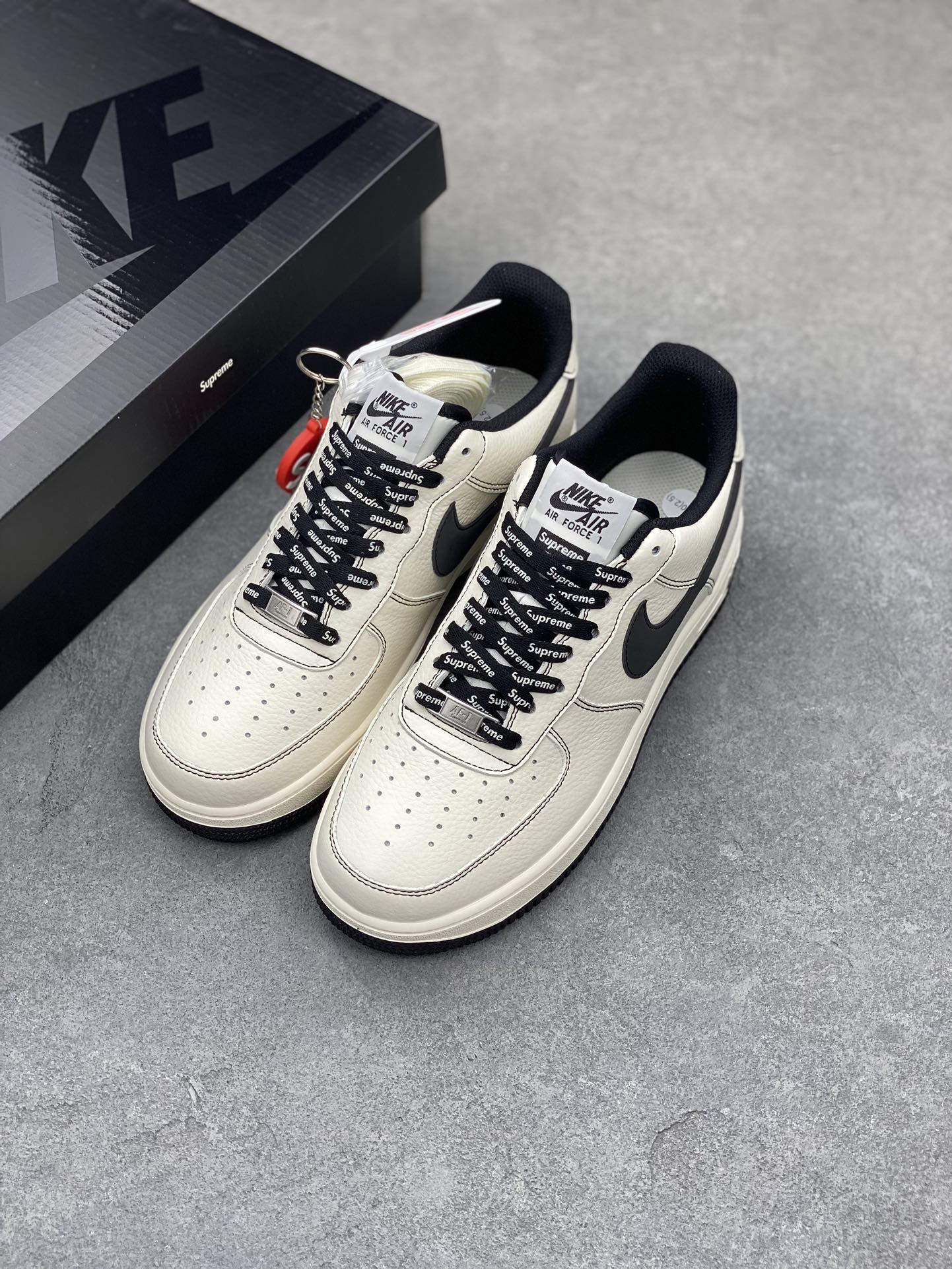 Nike Air Force 1 '07 Low Supreme Collab Sneakers - Cream/Black 9 i1680463680 5821 7