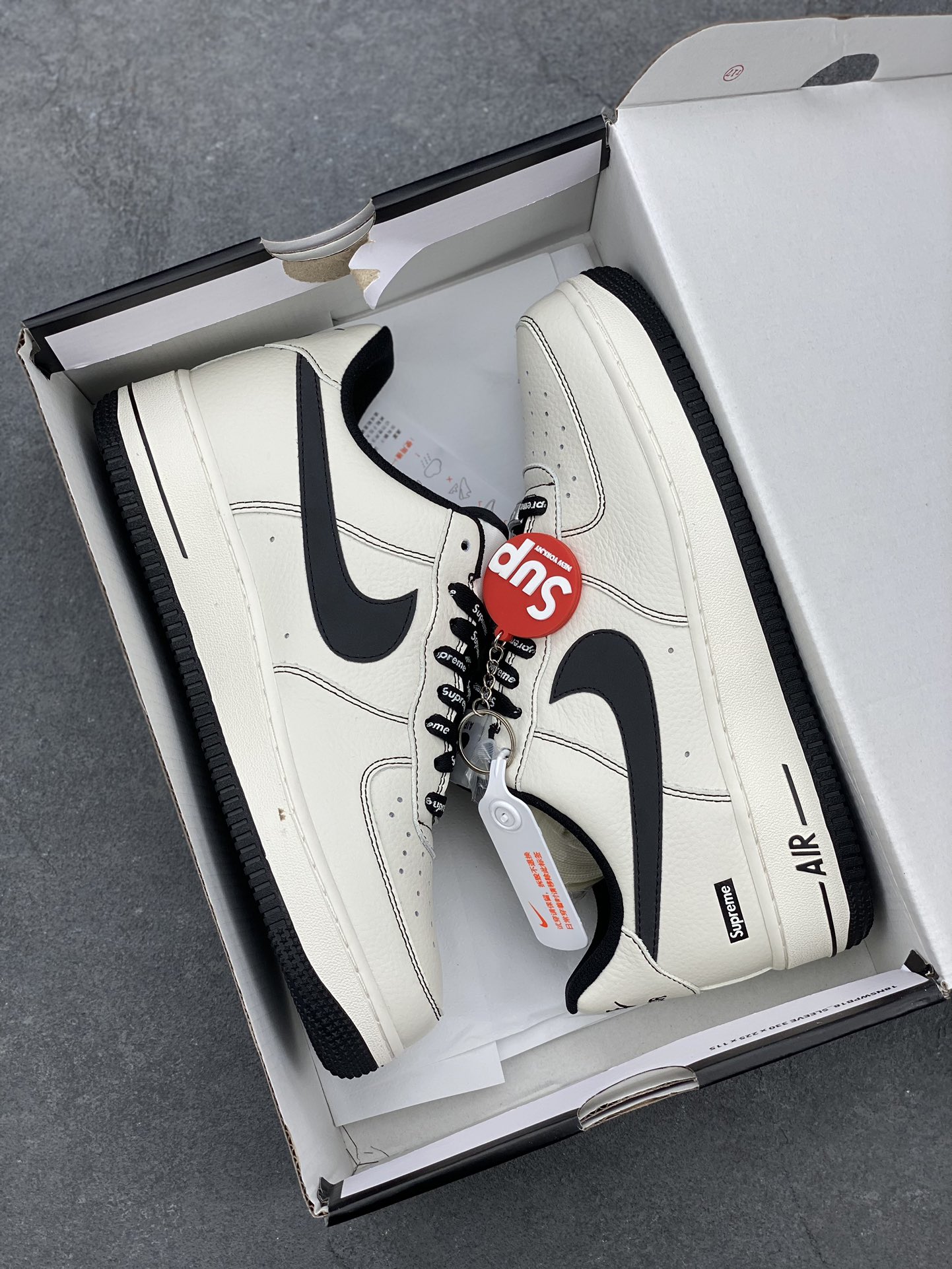Nike Air Force 1 '07 Low Supreme Collab Sneakers - Cream/Black 10 i1680463680 8433 8