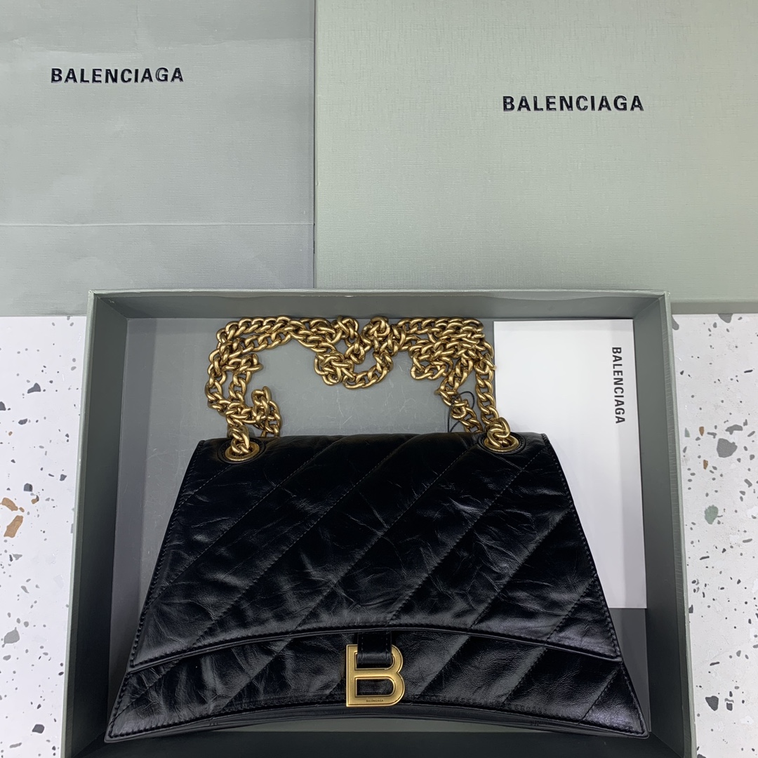 Balenciaga Crossbody & Shoulder Bags Black Unisex Gold Hardware Chains