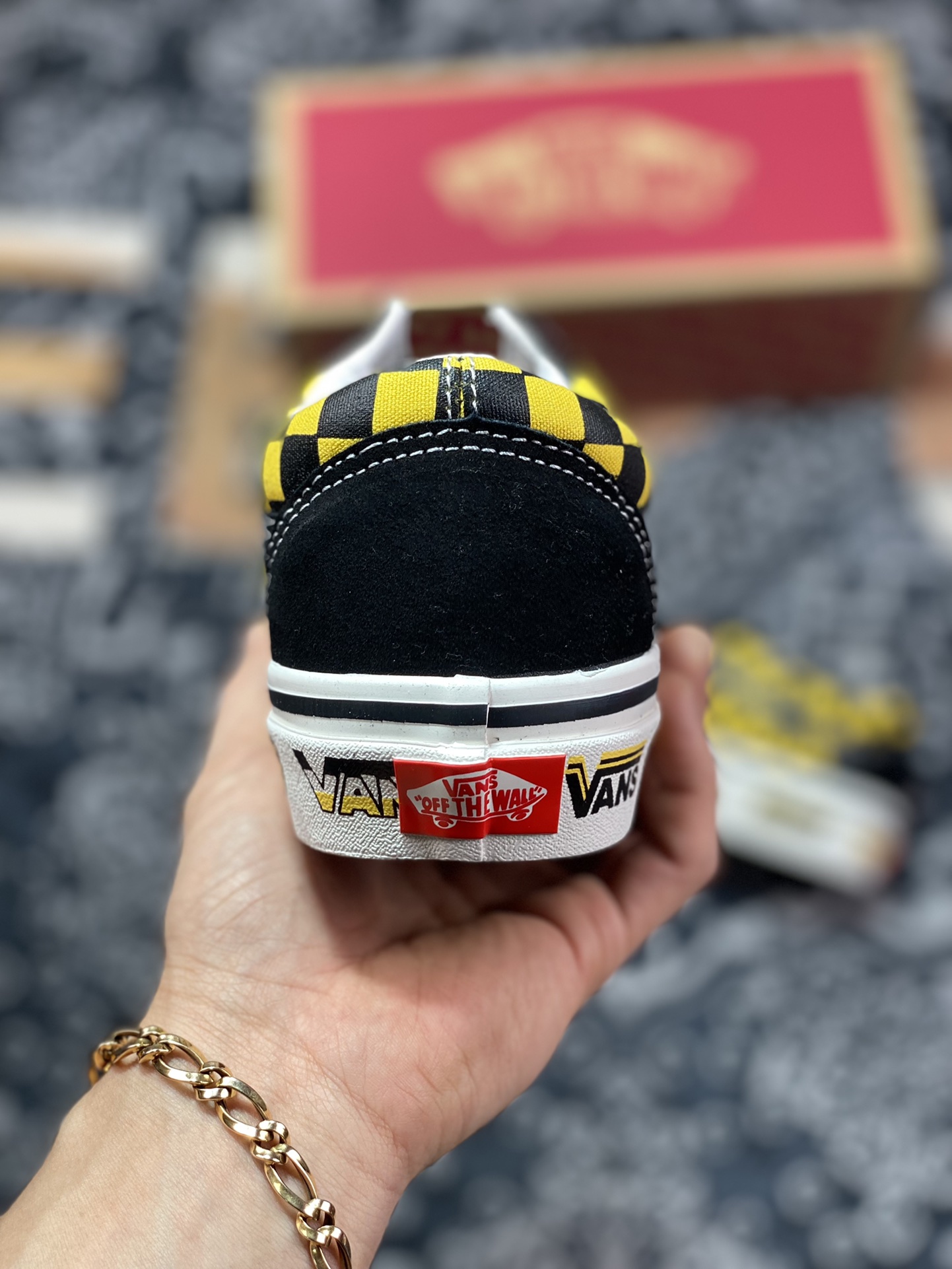 Vans Old Skool Checkerboard Black and Yellow Checkerboard Classic Anaheim Collection