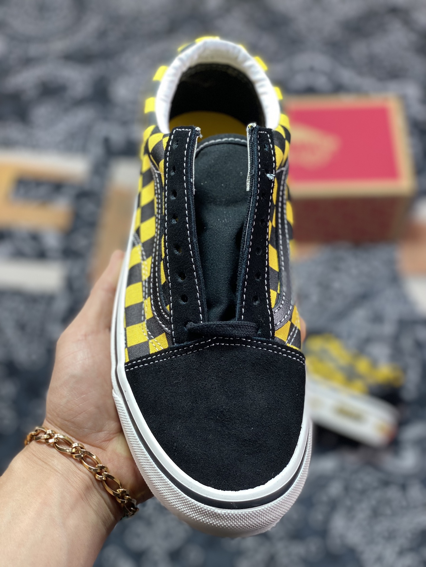 Vans Old Skool Checkerboard Black and Yellow Checkerboard Classic Anaheim Collection