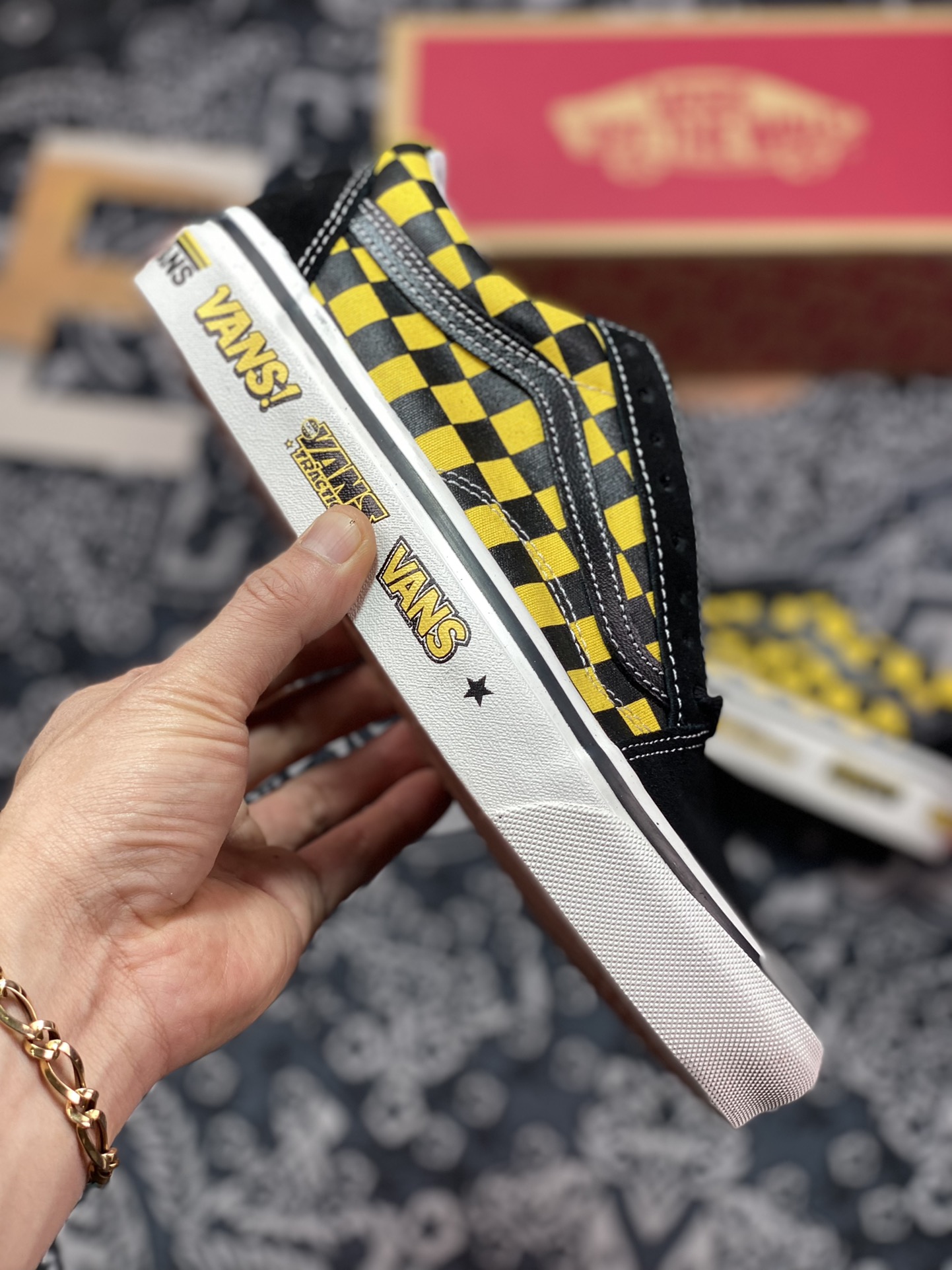 Vans Old Skool Checkerboard Black and Yellow Checkerboard Classic Anaheim Collection