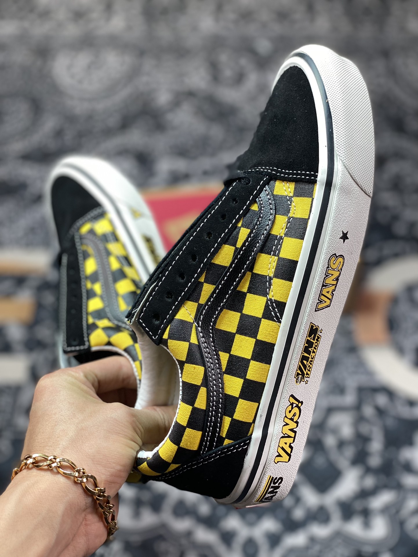 Vans Old Skool Checkerboard Black and Yellow Checkerboard Classic Anaheim Collection