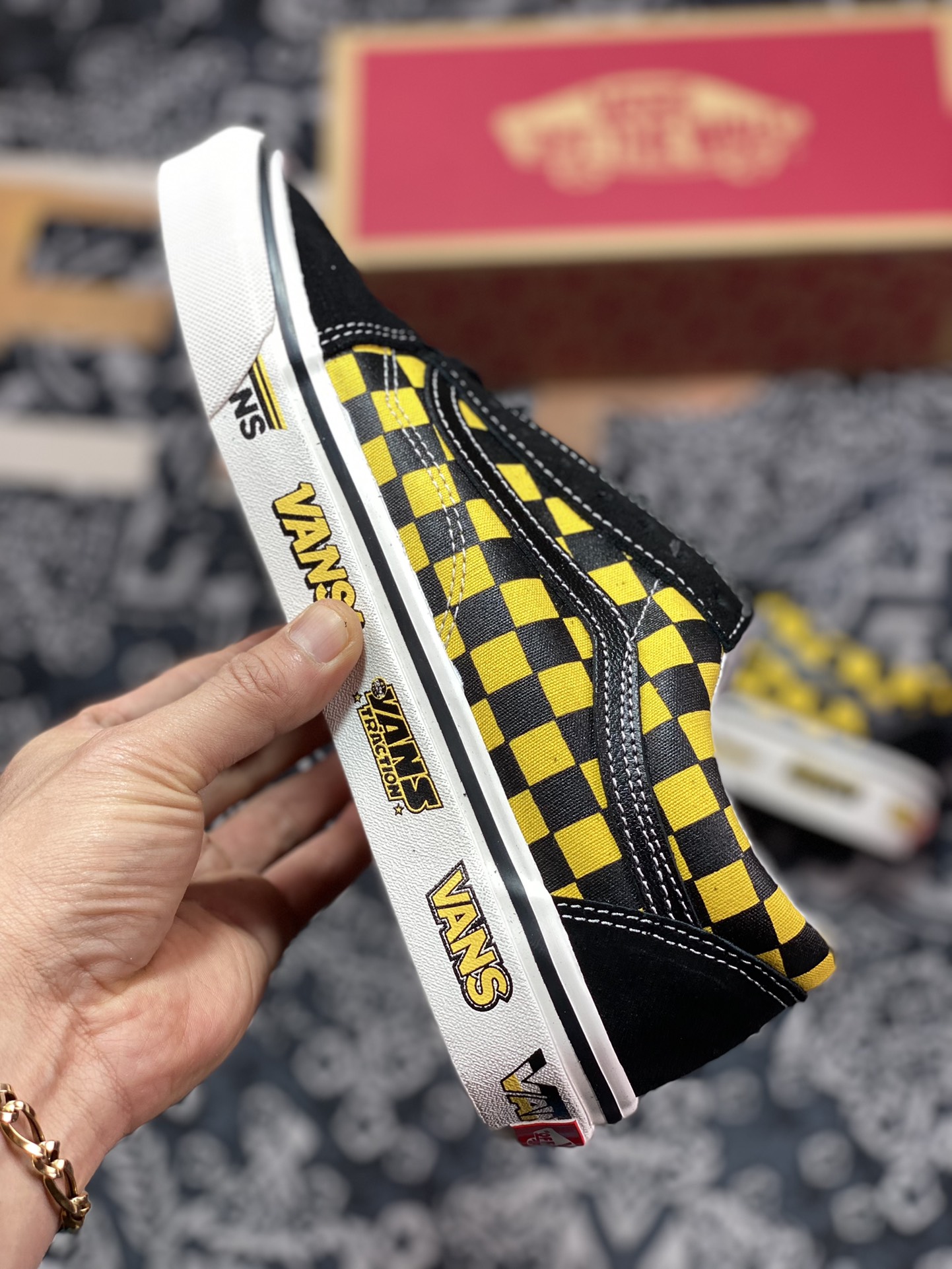 Vans Old Skool Checkerboard Black and Yellow Checkerboard Classic Anaheim Collection