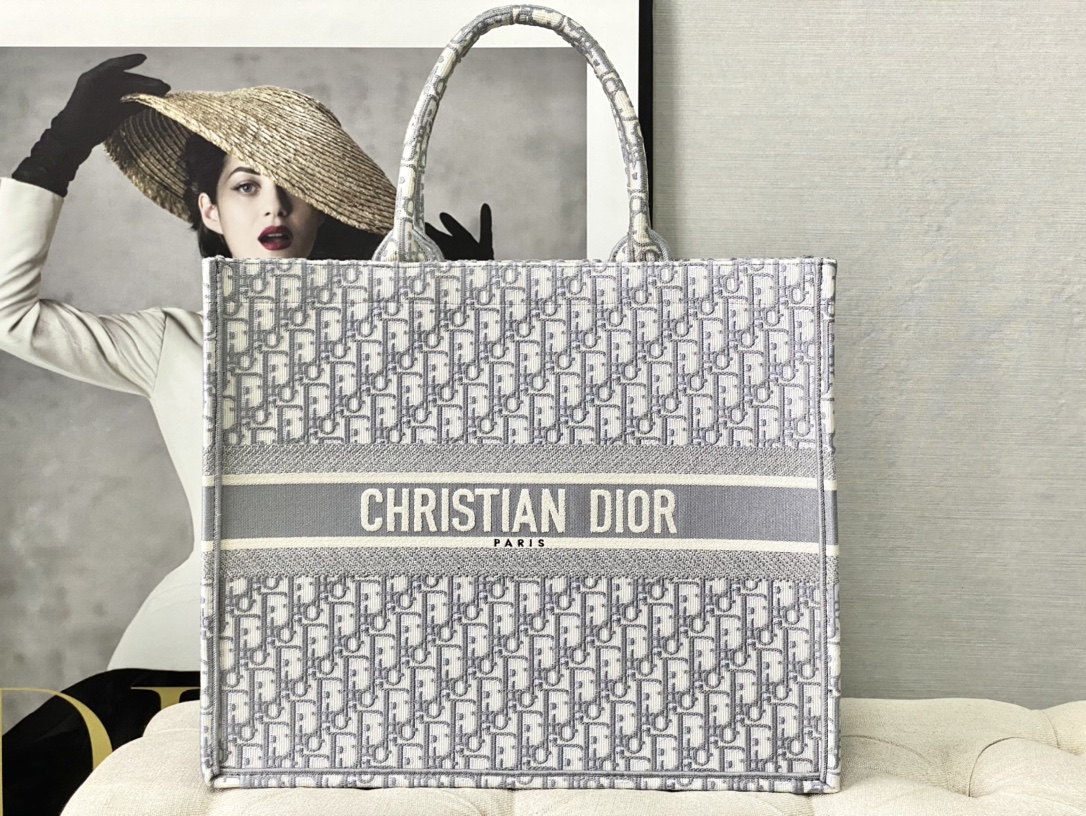 Dior Book Tote Best
 Handbags Tote Bags Grey Embroidery