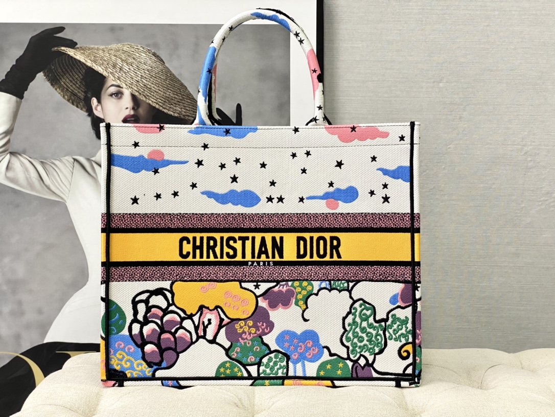 Dior Book Tote Handbags Tote Bags Fake Cheap best online
 White Embroidery