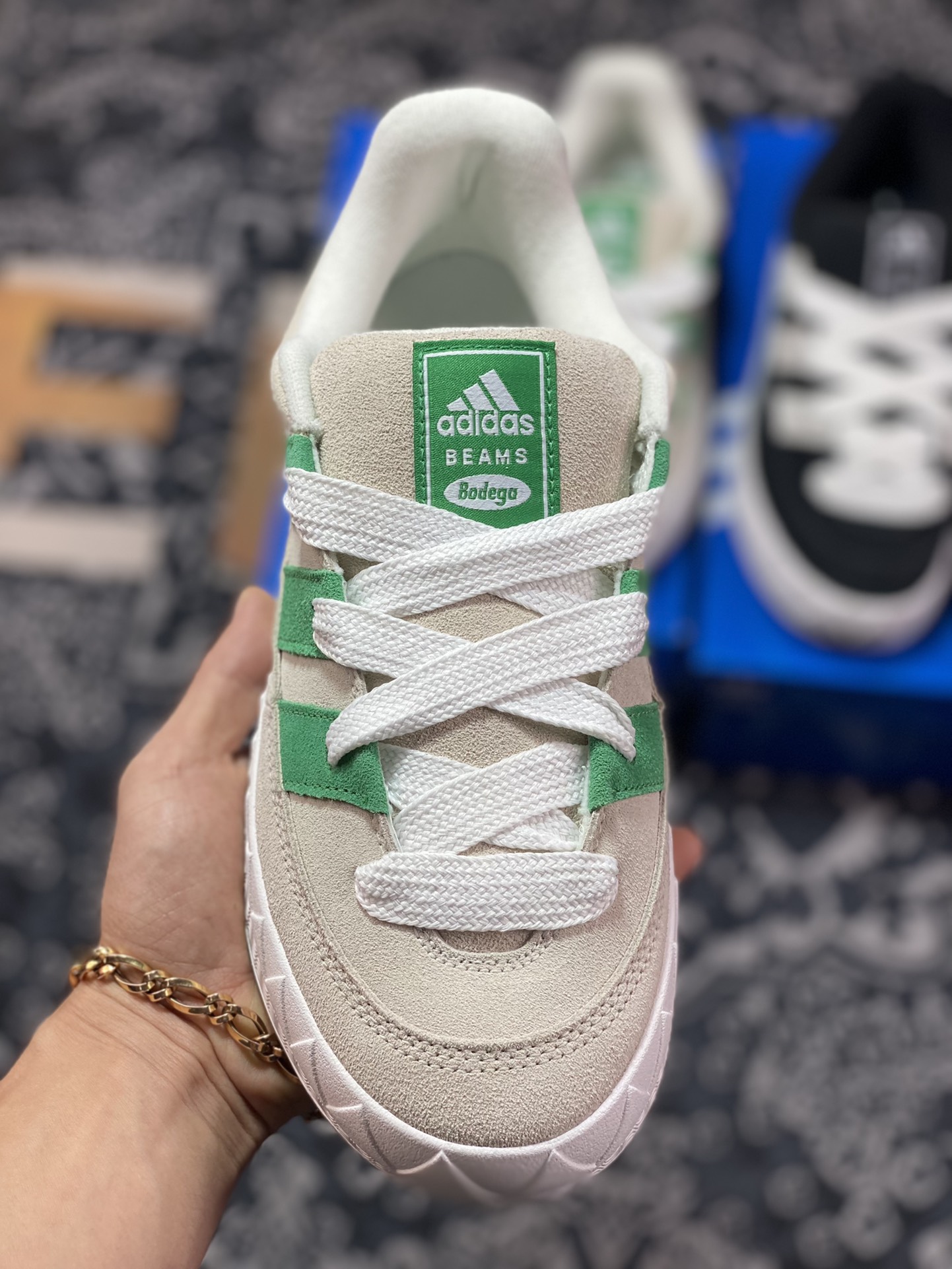 Bodega x Beams x Adidas Originals Adimatic Low ”Grey/Green/White” Matic series low help HR0776