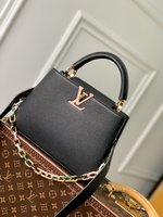Louis Vuitton LV Capucines 1:1
 Bags Handbags Black Gold Hardware Taurillon Resin Chains M21798