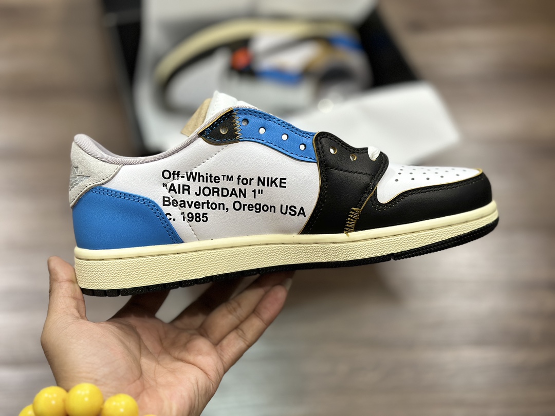 Air Jordan 1 x OFF-WHITE AJ1 OW joint low top barb black toe joint cz0790-108