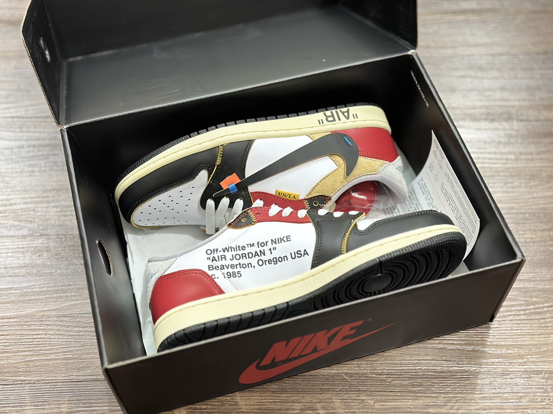 Air Jordan 1 x OFF-WHITE AJ1 OW joint low top barb black toe joint cz0790-107