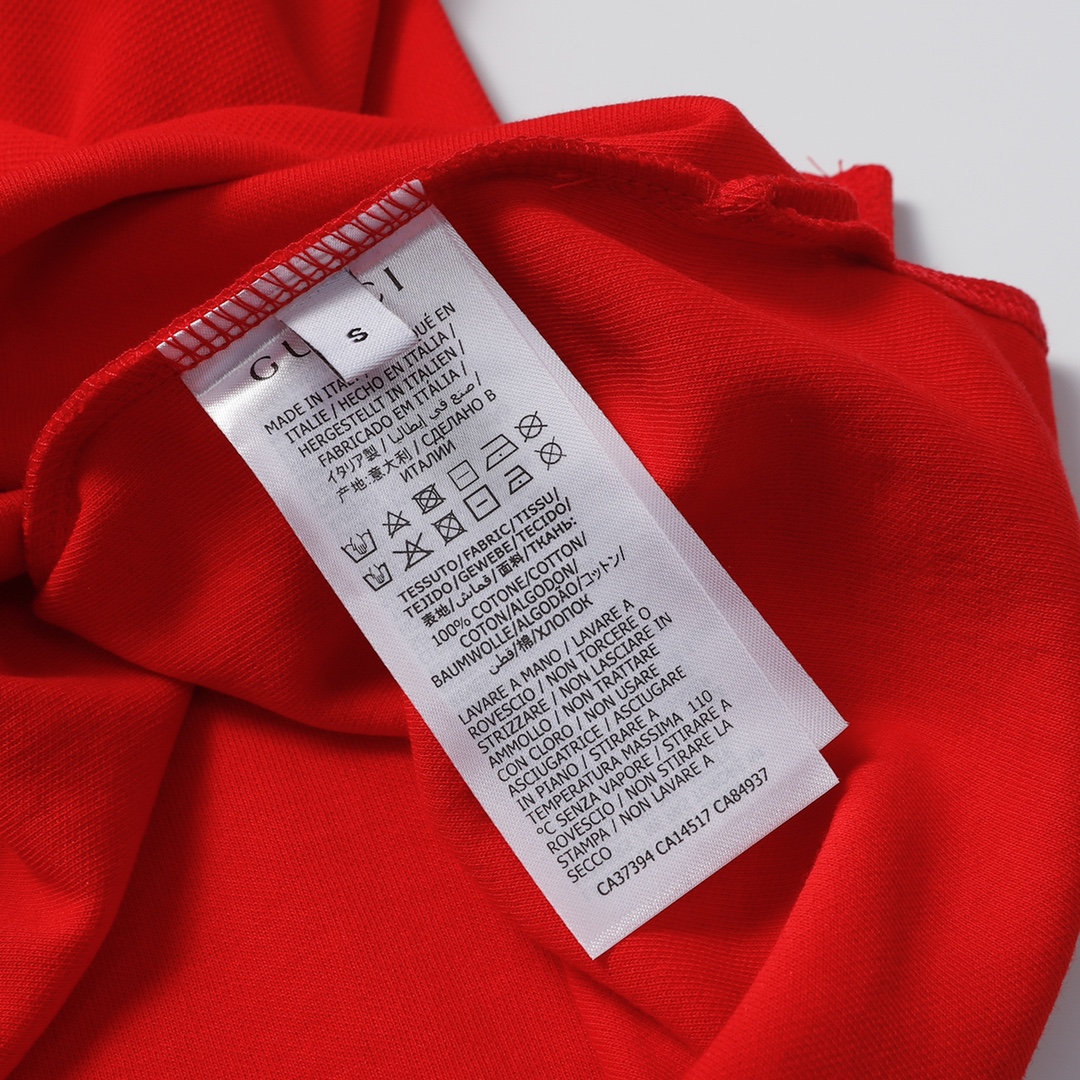 Gucci/古驰 条纹V领口袋刺绣短袖Polo杉