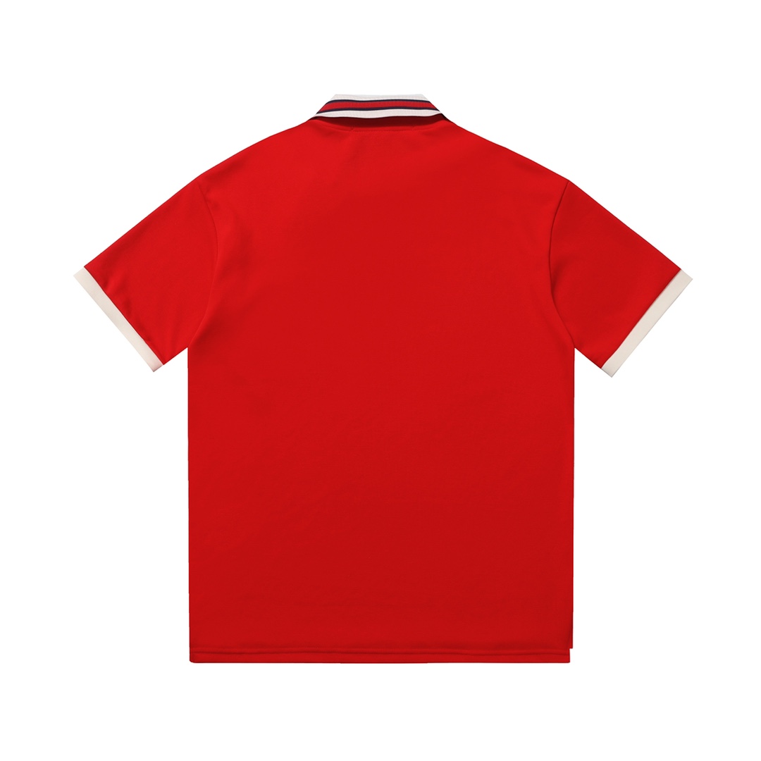 Gucci/古驰 条纹V领口袋刺绣短袖Polo杉