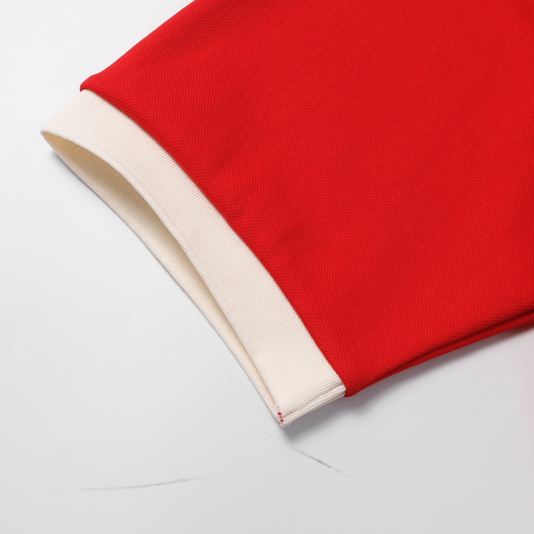 Gucci/古驰 条纹V领口袋刺绣短袖Polo杉