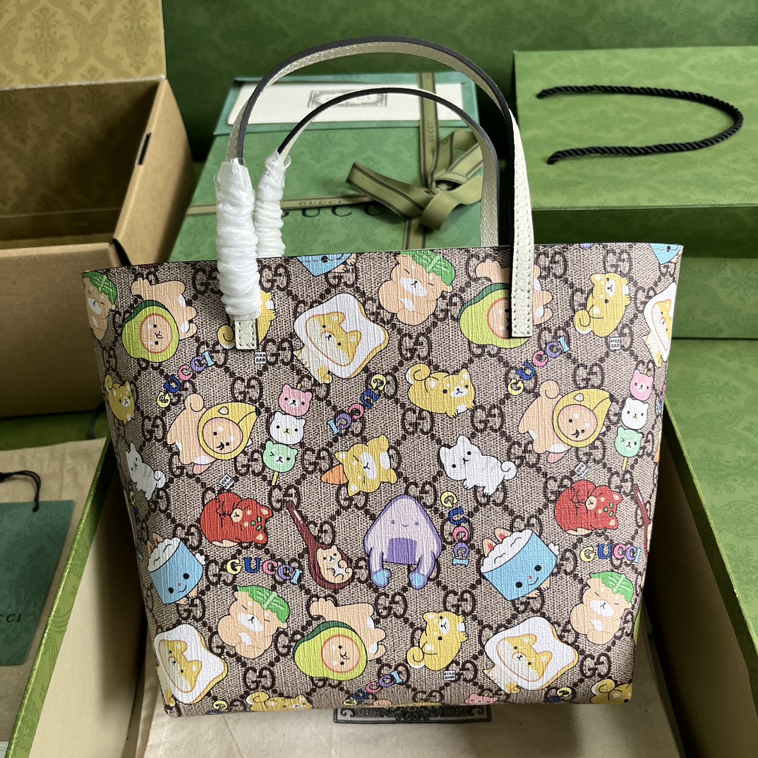 GUCCI Kids Tote Bag Animal Print PVC Double Handles