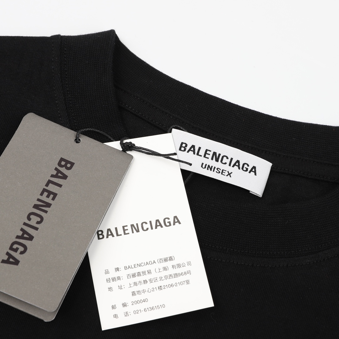 170 Balenciaga/巴黎世家 闪钻锁扣圆领短袖