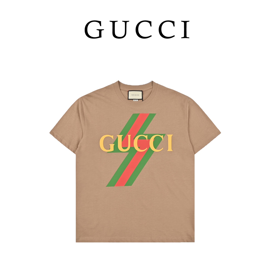 Gucci 古驰 23SS春夏闪电字母Logo印花短袖