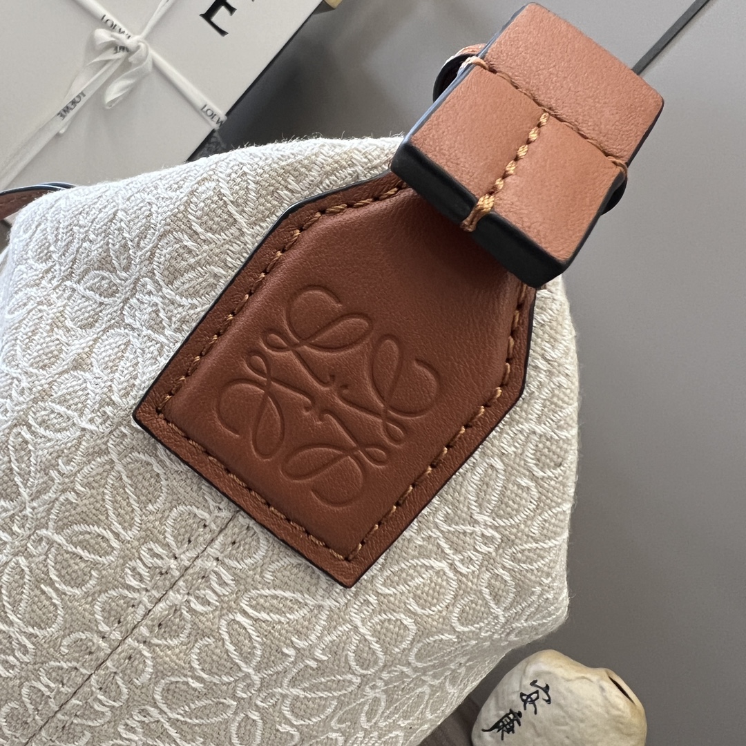 Loewe Cubi Anagram Bag in Calfskin and Jacquard - Shoulder & Hand Carry 6 i1680541496 6256 5