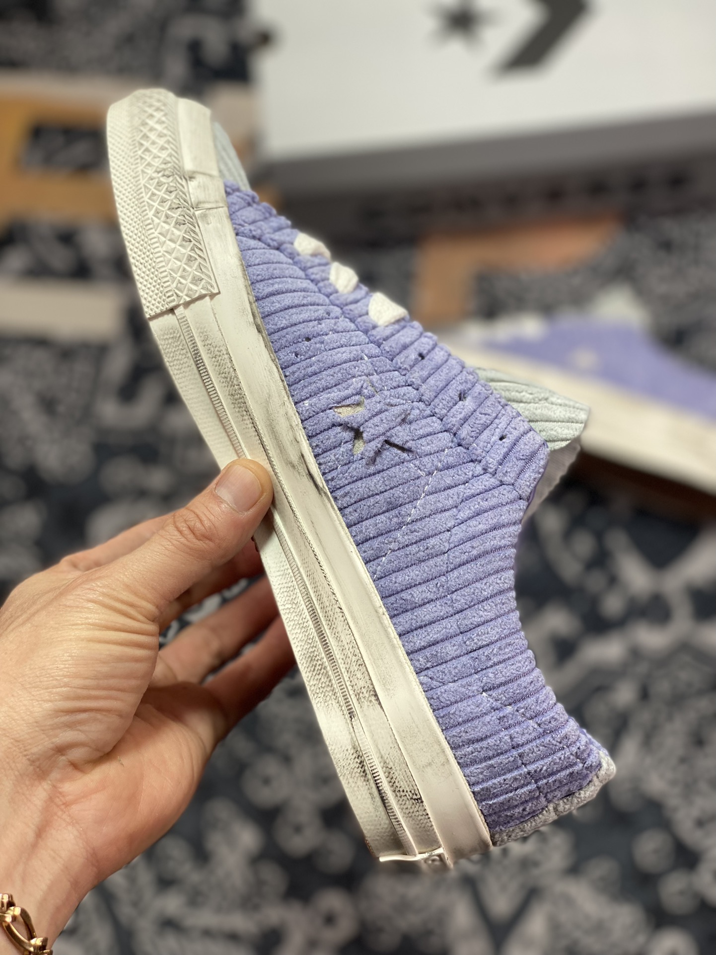 Converse One Star Pro corduroy official corduroy purple stitching retro skateboard shoes A03754C