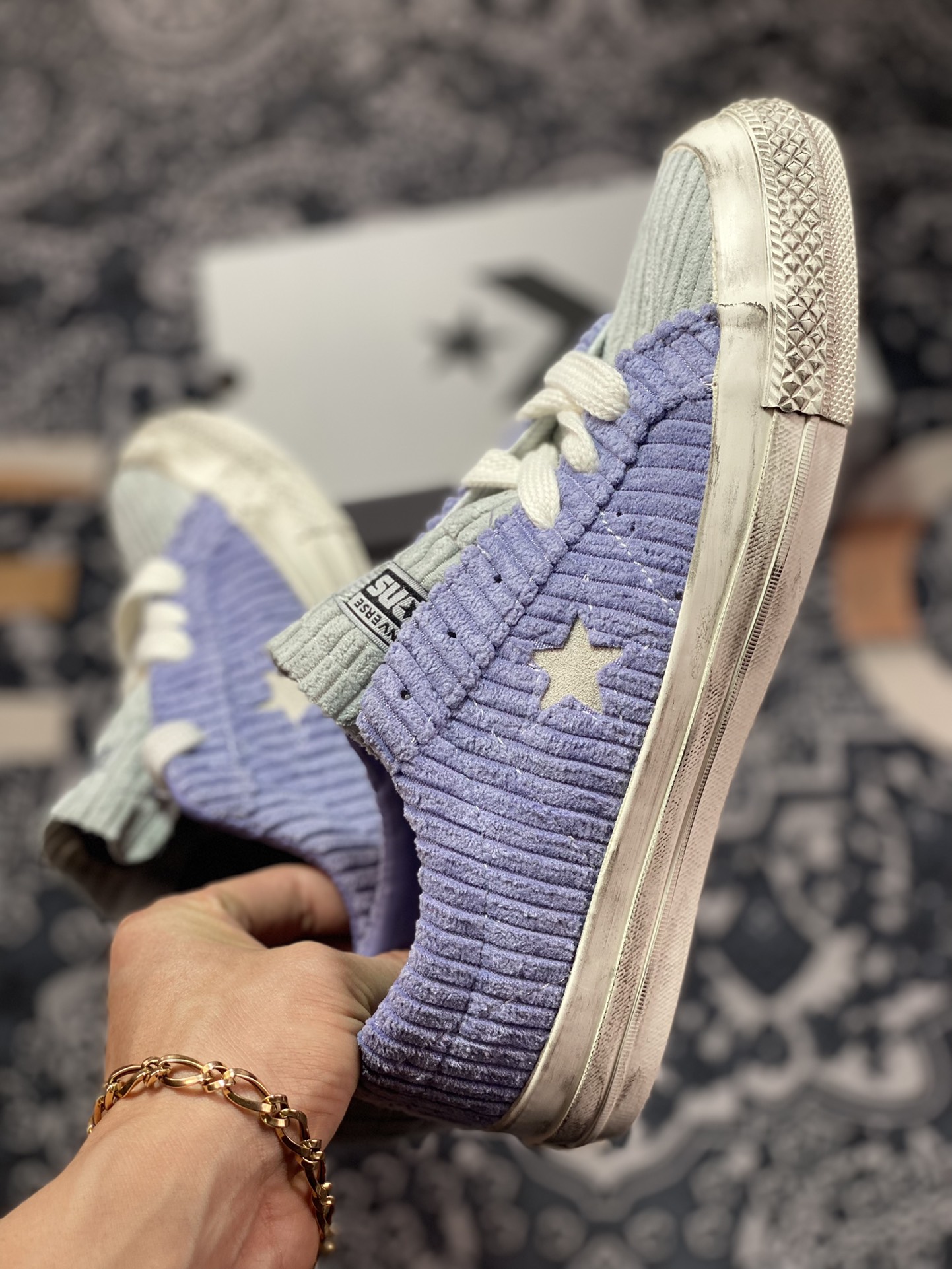 Converse One Star Pro corduroy official corduroy purple stitching retro skateboard shoes A03754C