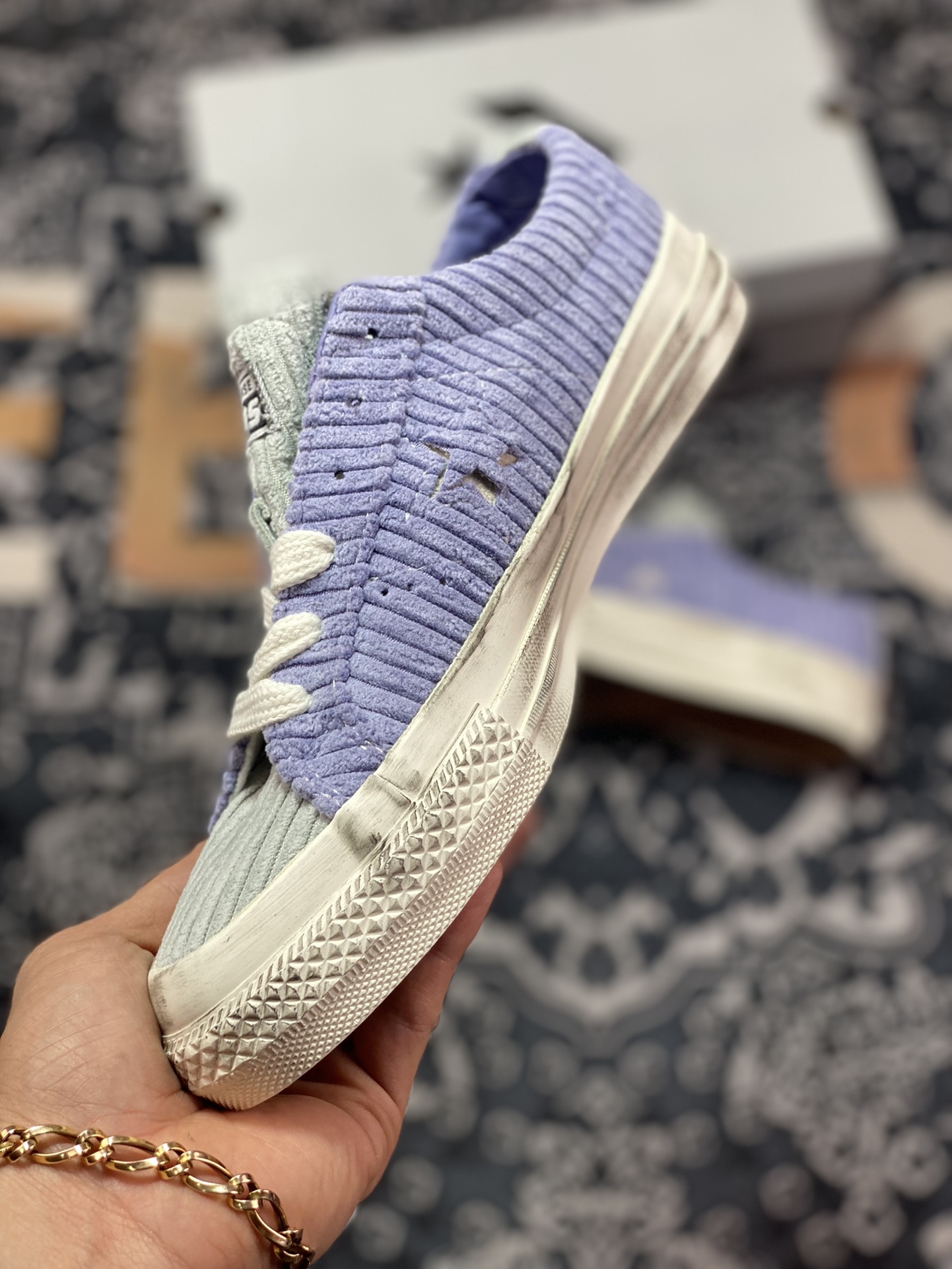 Converse One Star Pro corduroy official corduroy purple stitching retro skateboard shoes A03754C