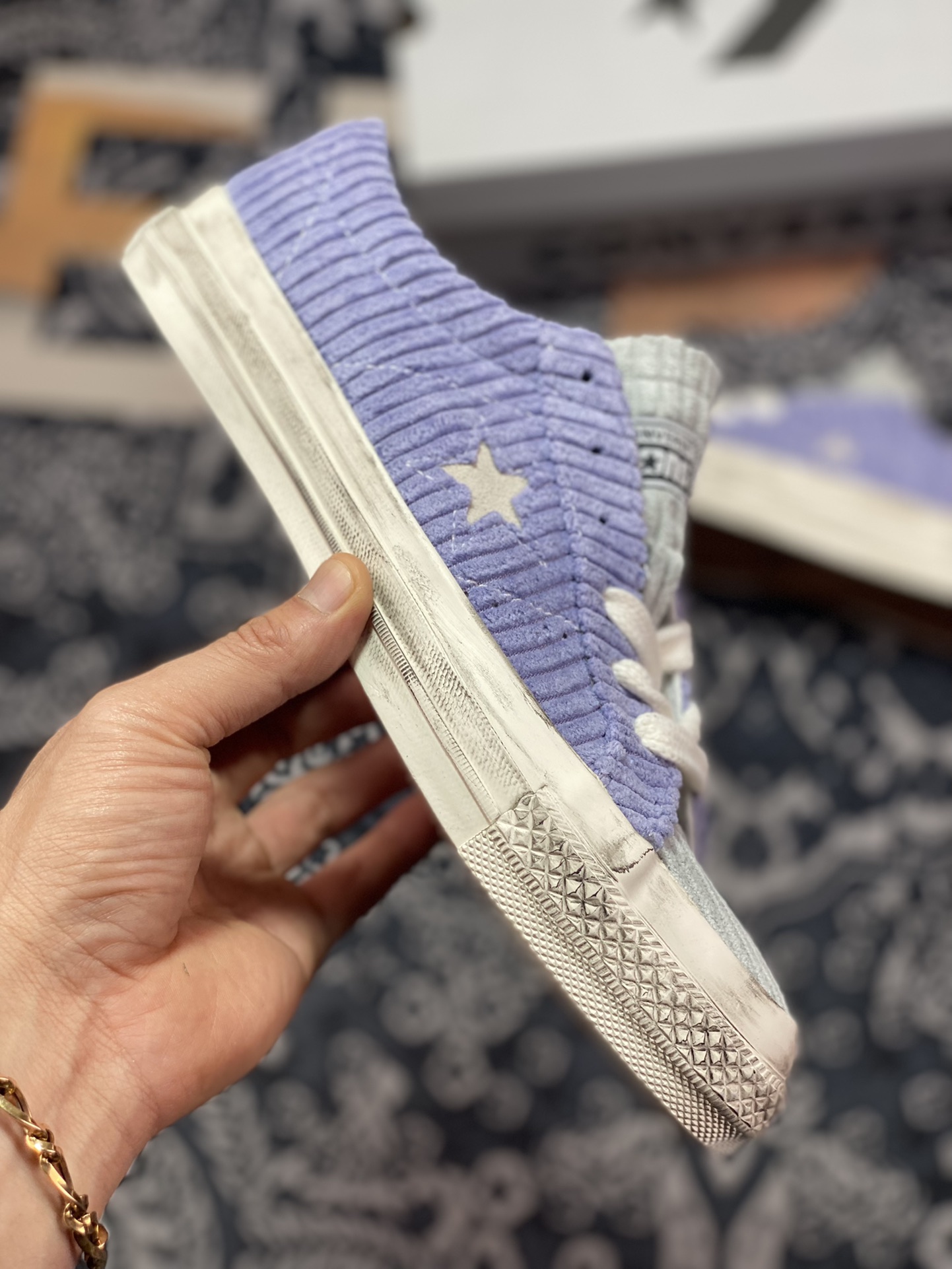 Converse One Star Pro corduroy official corduroy purple stitching retro skateboard shoes A03754C