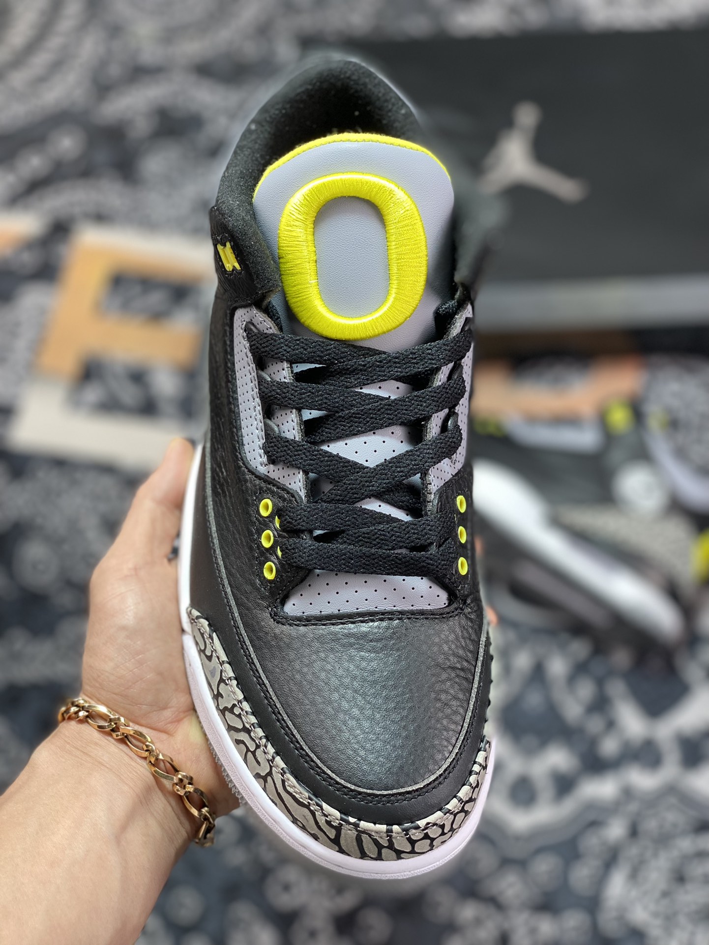 Air Jordan 3 Retro PE ”Oregon Ducks Pit Crew Black” Michael AJ3 generation