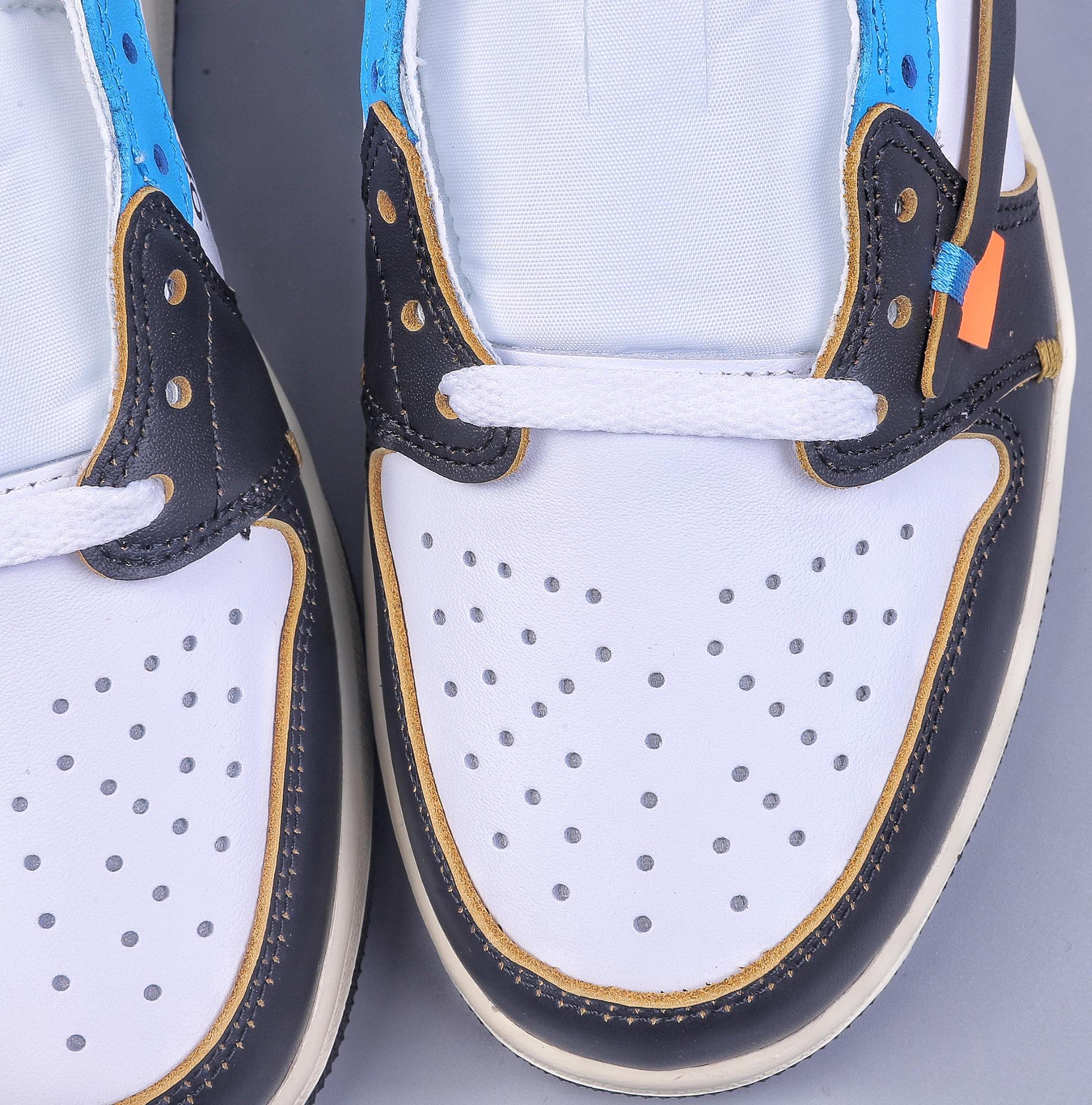 240 湖南版OWx Air Jordan 1 Low 拼接倒钩 高端定制配色 CZ0790-108
