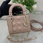 Dior Lady Handbags Crossbody & Shoulder Bags Bean Paste Color Pink Mini