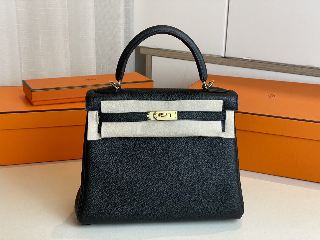 Hermes Kelly Handbags Crossbody & Shoulder Bags Black Gold Hardware
