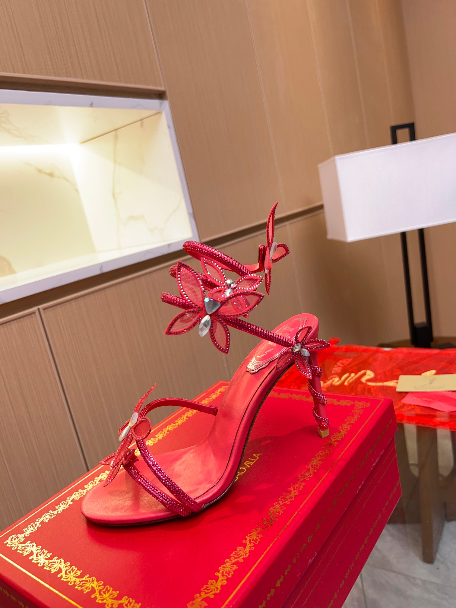 We Offer
 Rene Caovilla Shoes High Heel Pumps Sandals Gold Red White Women Sheepskin Silk Spring/Summer Collection