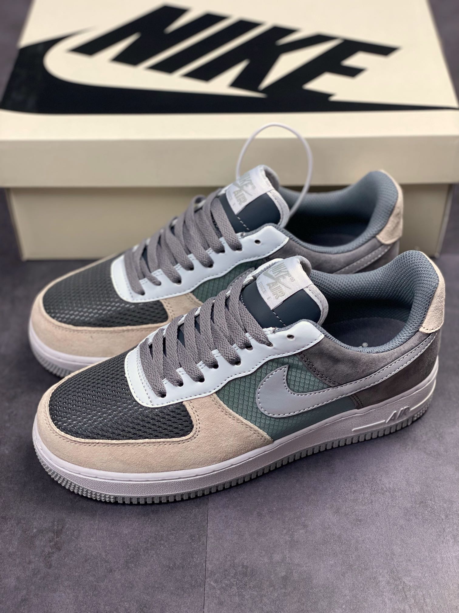 190 Nike Air Force 1 Low 07 米灰帆布拼接 CW2288-703