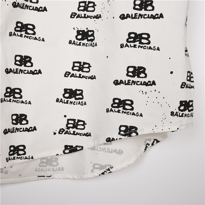 240 Balenciaga/巴黎世家 23ss 双B满印logo短袖衬衫