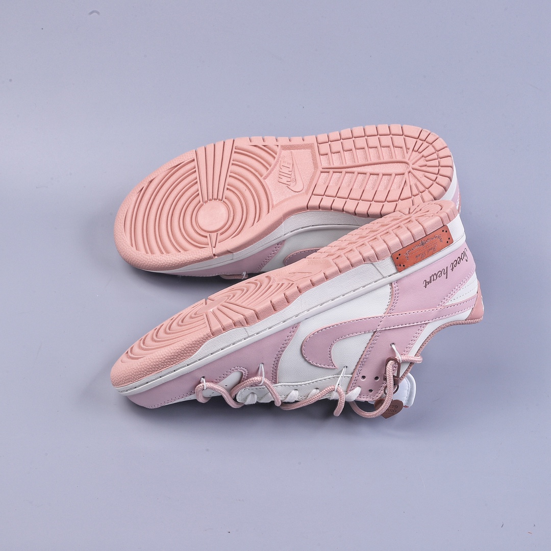 220 Nike Dunk Low ESS 定制版 玫瑰粉 复古甜心绑带低帮休闲板鞋 DD1503-118